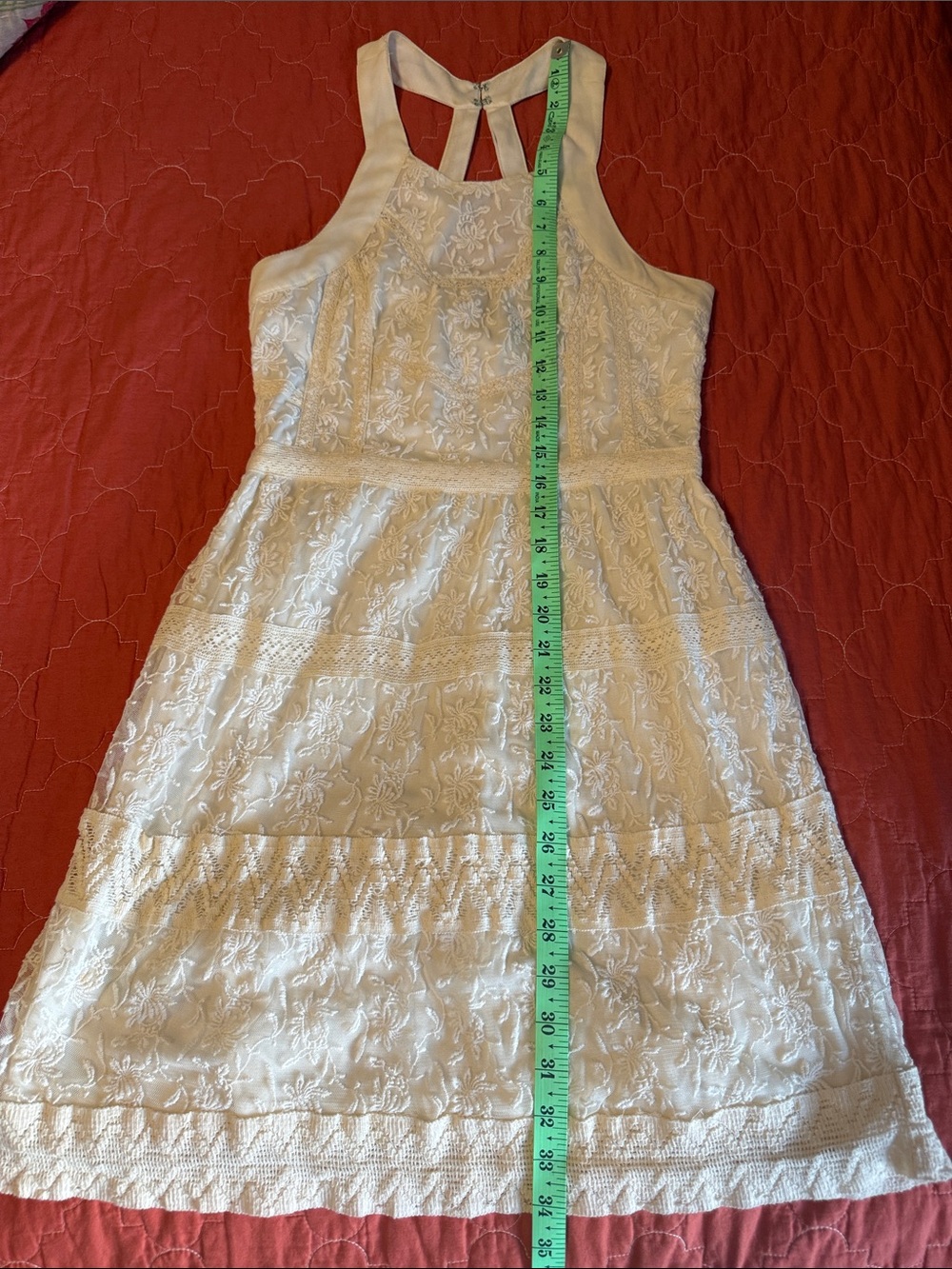 American Eagle Outfitters Cream Lace Halter Mini Dress-Size 4 - Picture 10 of 10